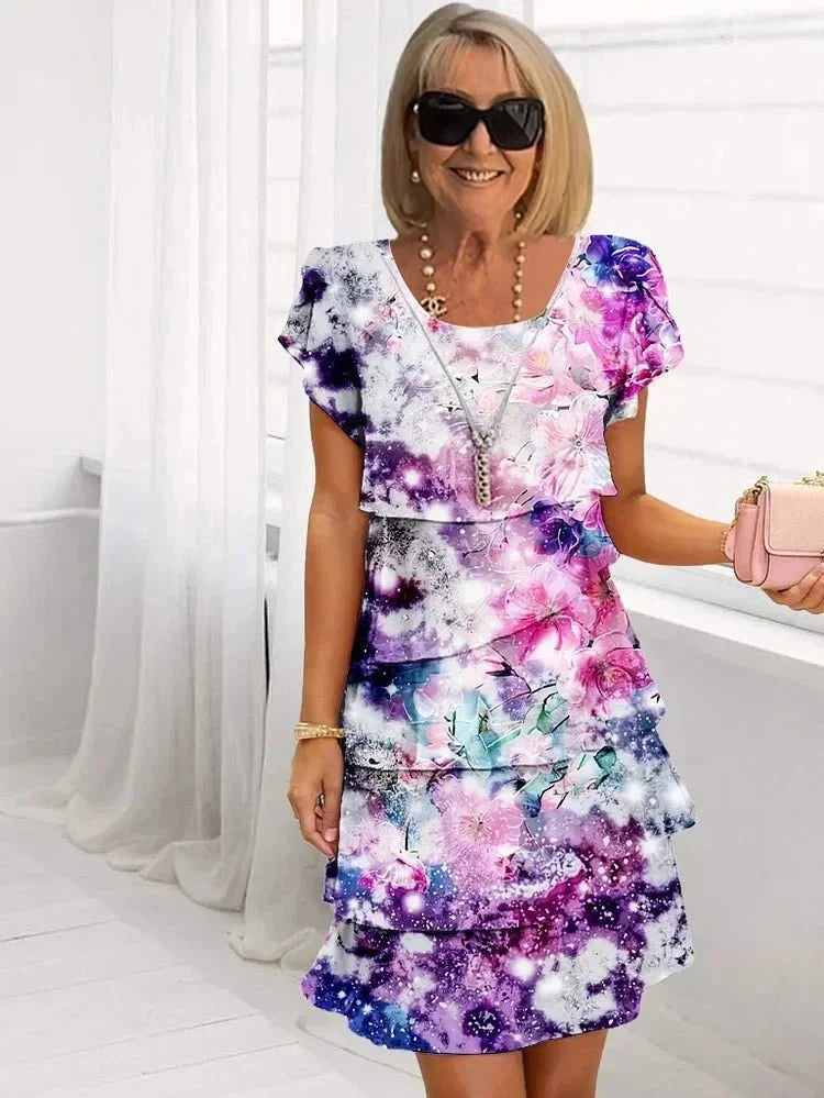 Jenna | Fliessendes Blumenkleid mit Stufen
