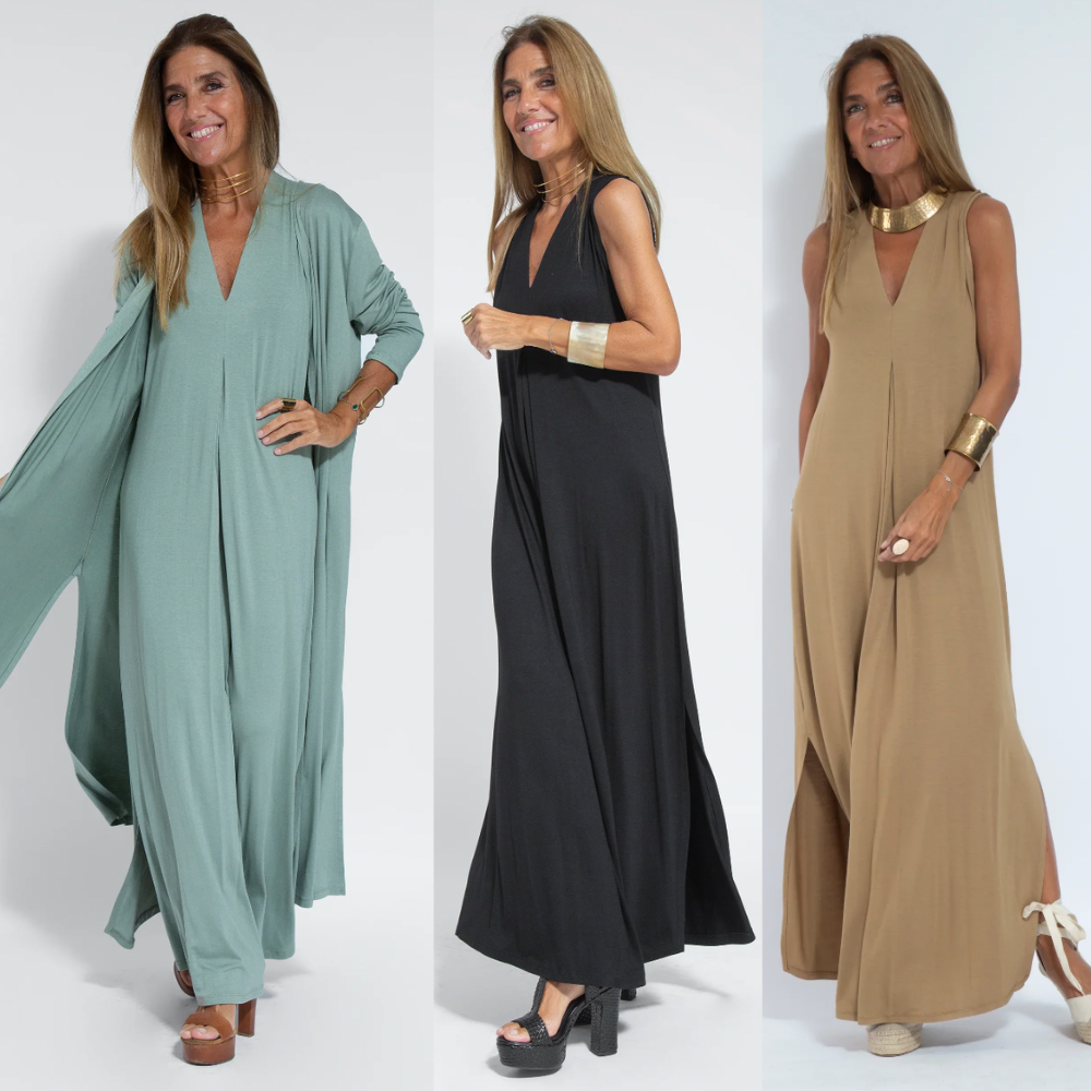 Solania - Ensemble bestehend aus einem langen, figurformenden Kleid und einer Weste