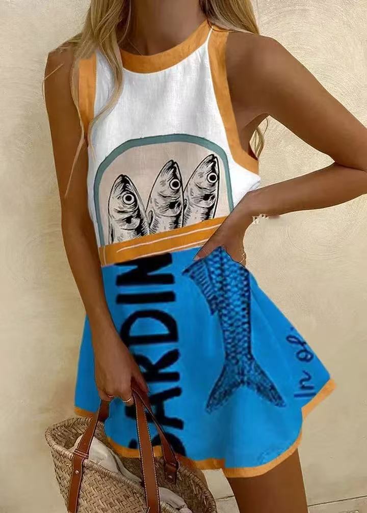 Isoria™ | Minikleid mit blauem Druck