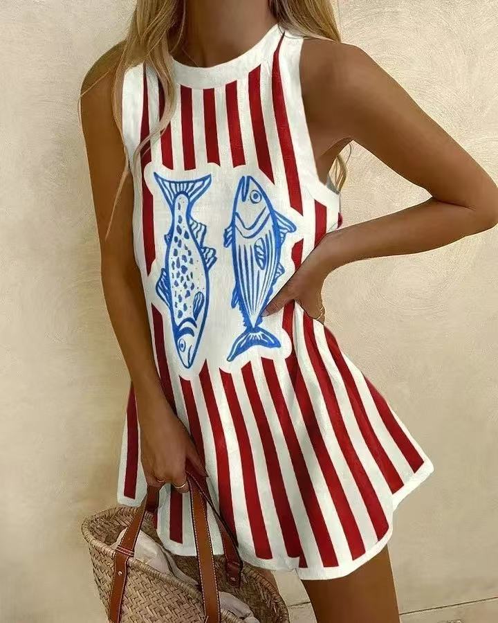 Delara™ | Minikleid mit Fischdruck