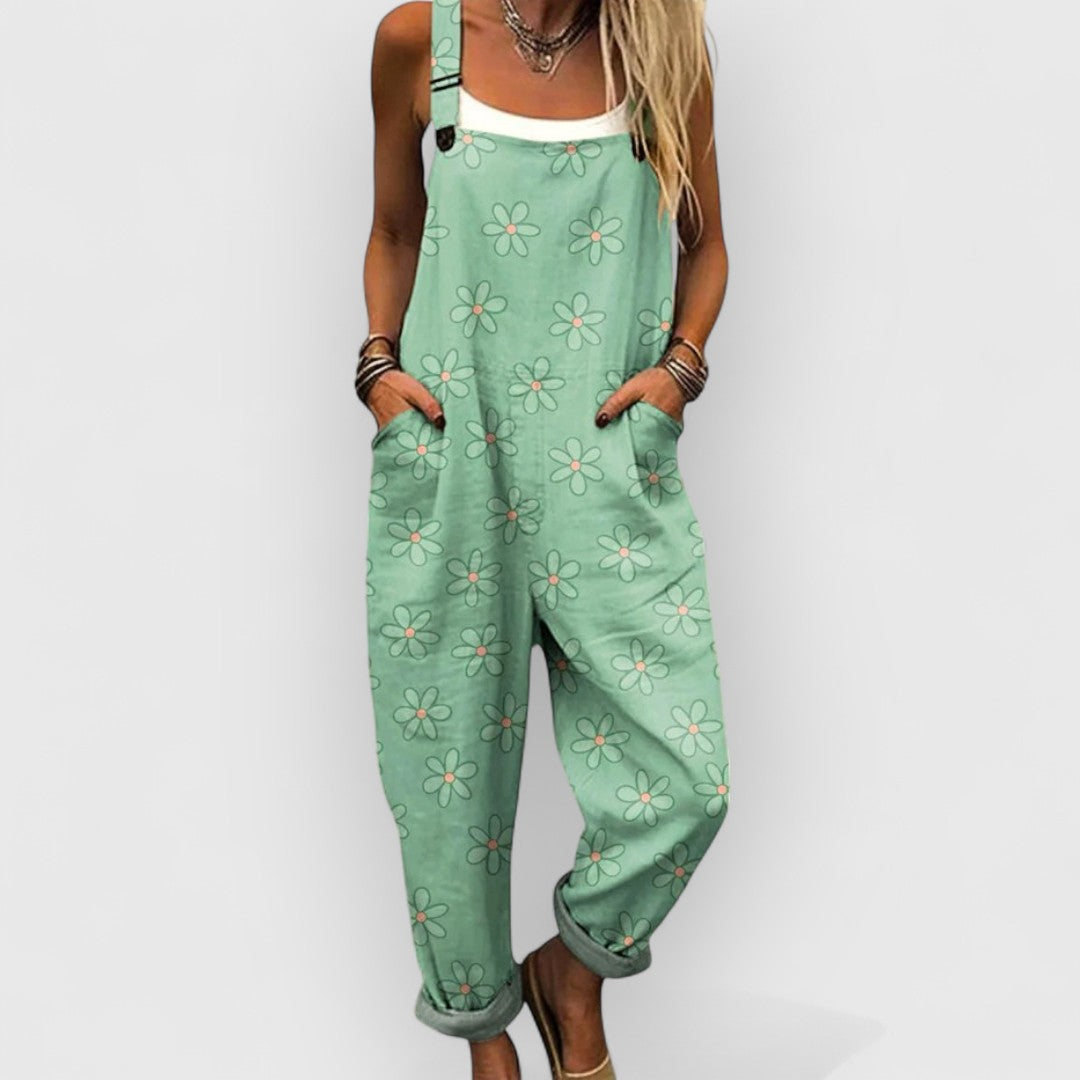 Blythe | Damen Vintage Floral Weitbeiniger Jumpsuit