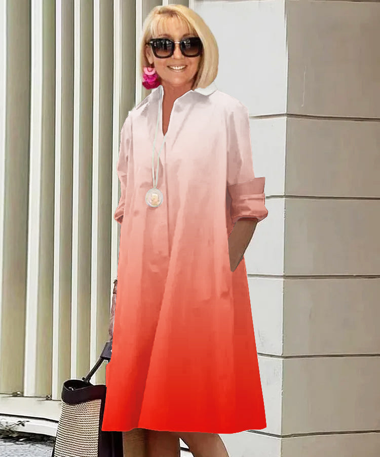 Nori | Elegantes Farbverlauf-Hemdblusenkleid