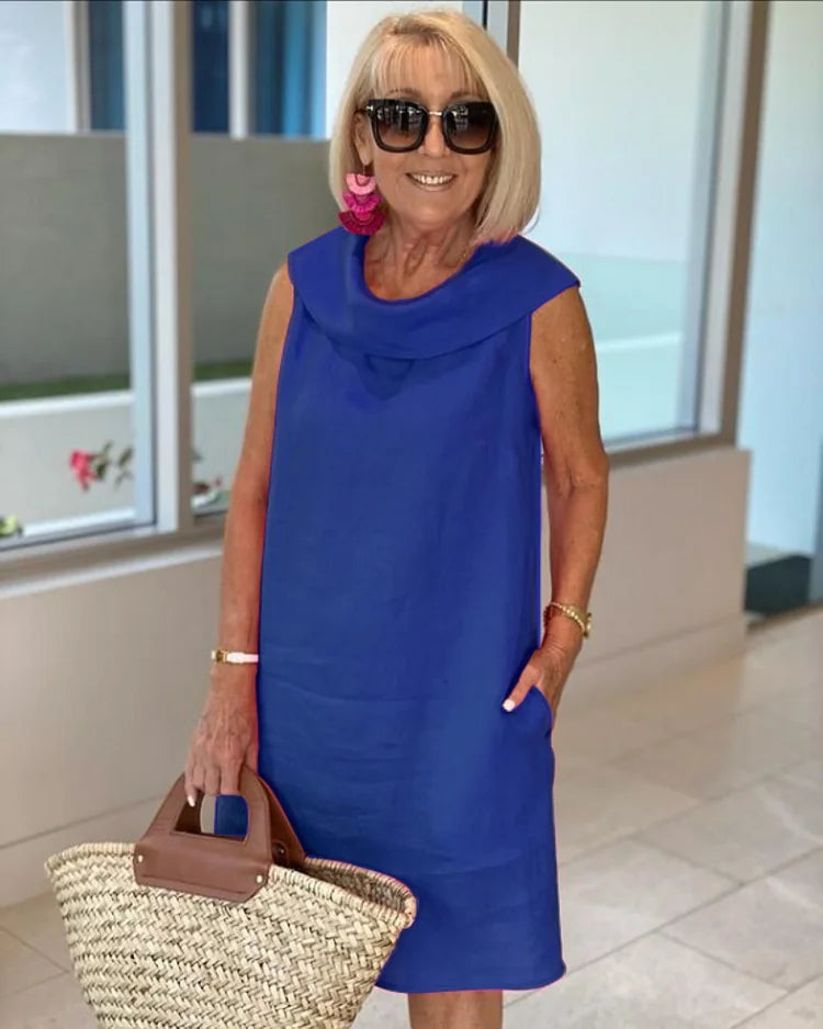 NALANI | ÄRMELLOSES SHIFT-KLEID MIT RUNDHALS