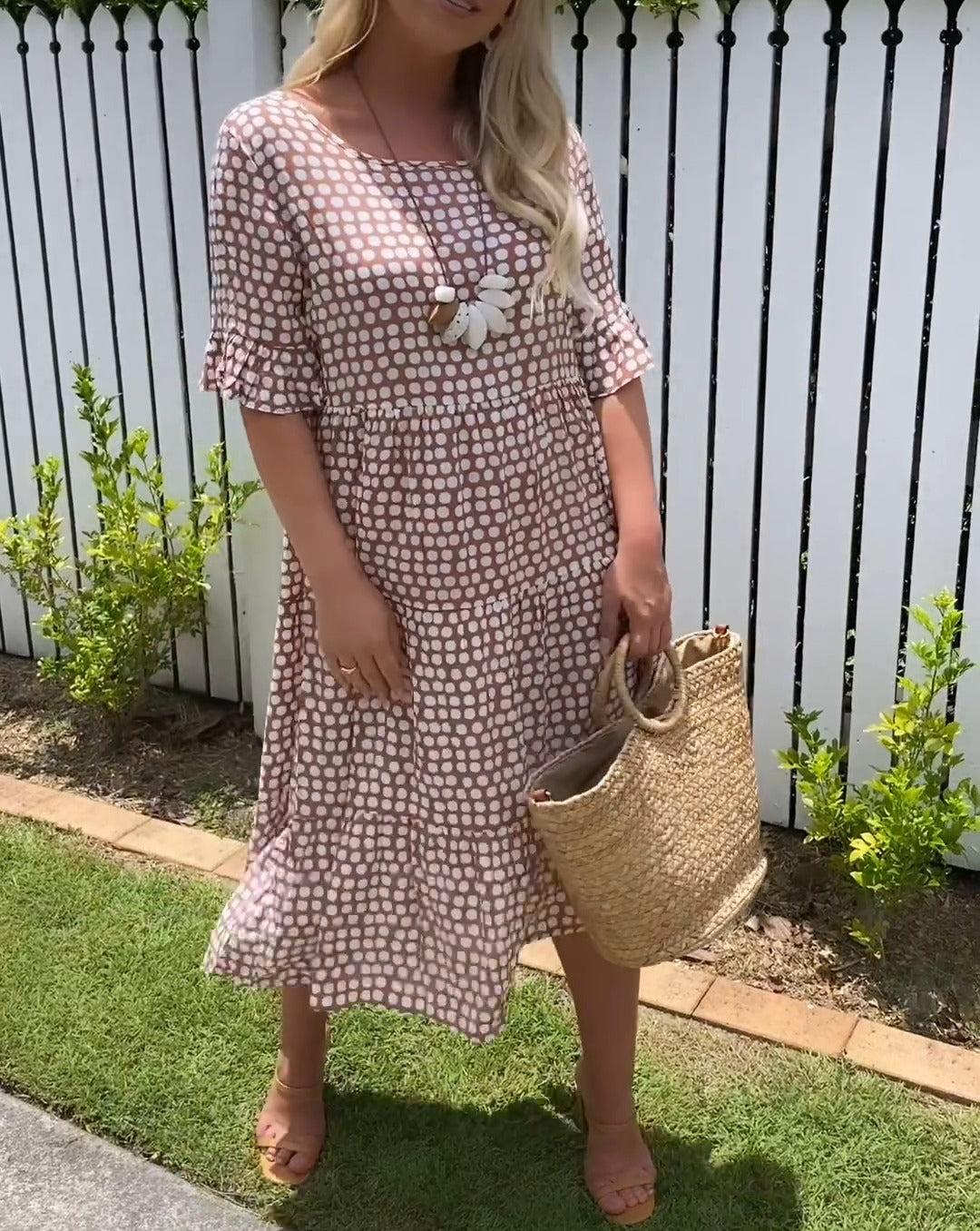 Elegantes Midi-Kleid mit kurzen Ärmeln