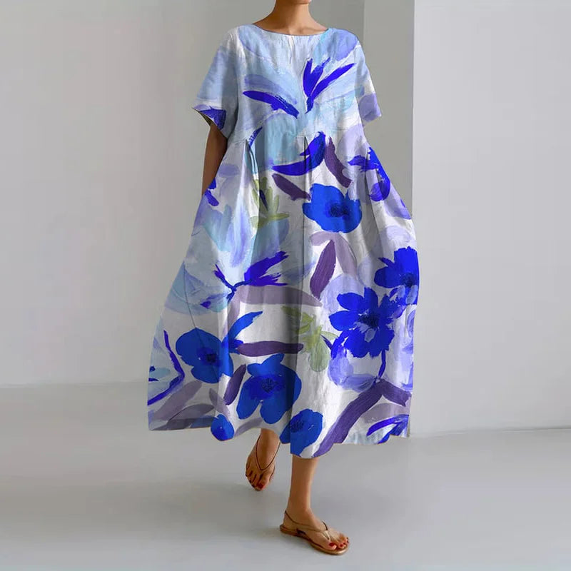 Elegantes Blumenmusterkleid mit V-Ausschnitt