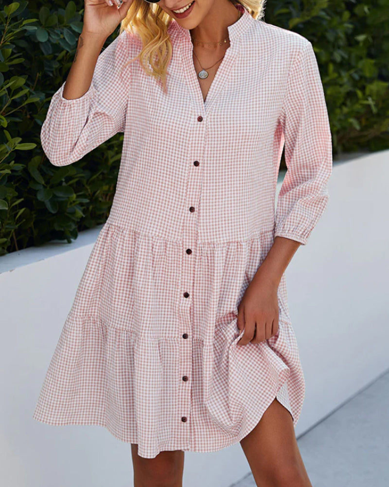 Emilo | Kariertes Midi-Hemdkleid