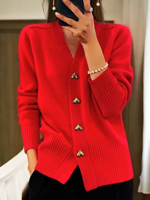 Noemi - Gestrickte Herz-Strickjacke