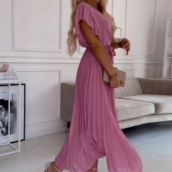 FRID I PLISSIERTES KLEID MIT V-AUSSCHNITT