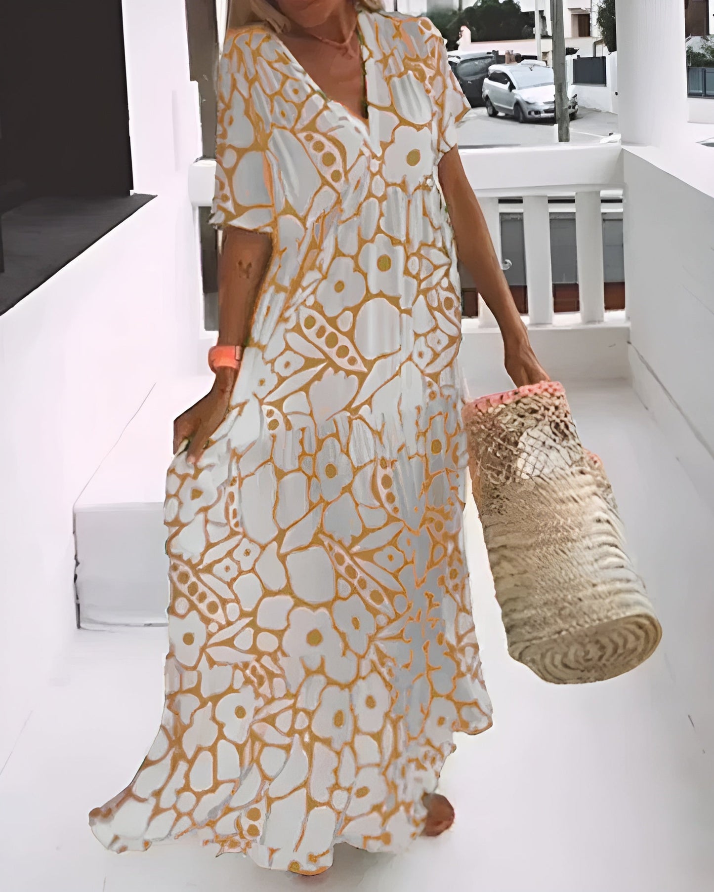 Leichte Lange Kleid mit Eleganten Mustern