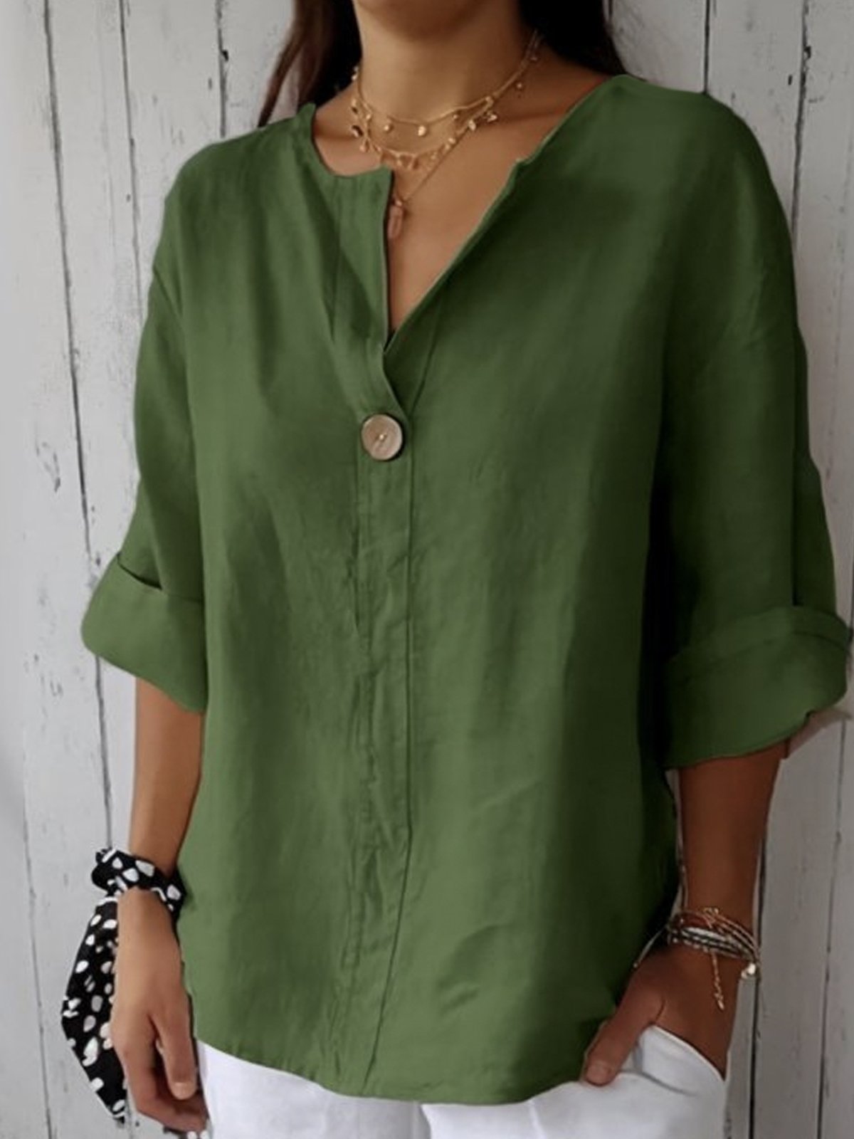Freya | Lässige Bluse mit V-Ausschnitt für einen entspannten Look