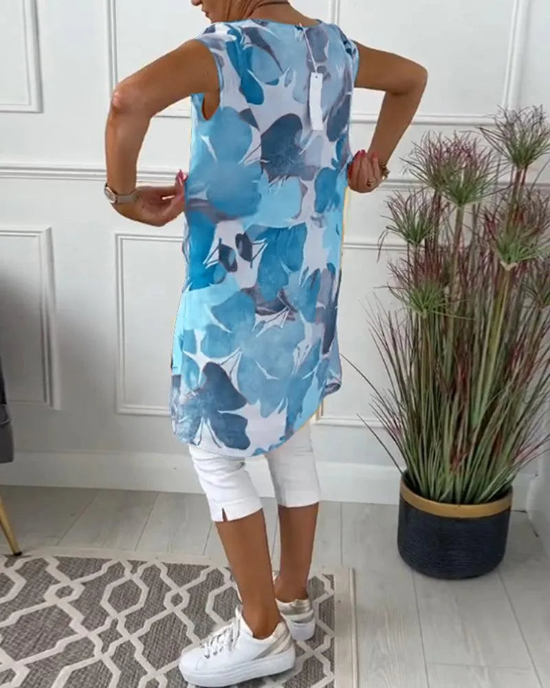 Maxi-Ärmelloses Kleid mit Eleganter Schlitze