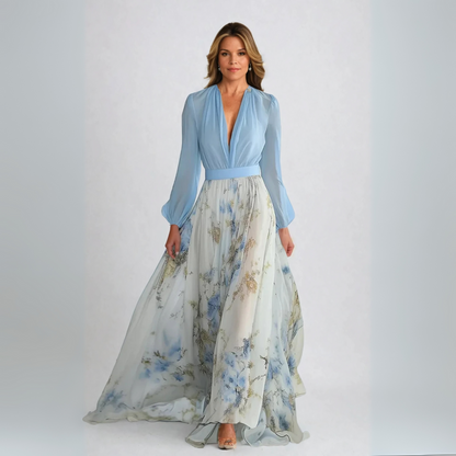 Dolores - Lange Robe mit Floral-Muster