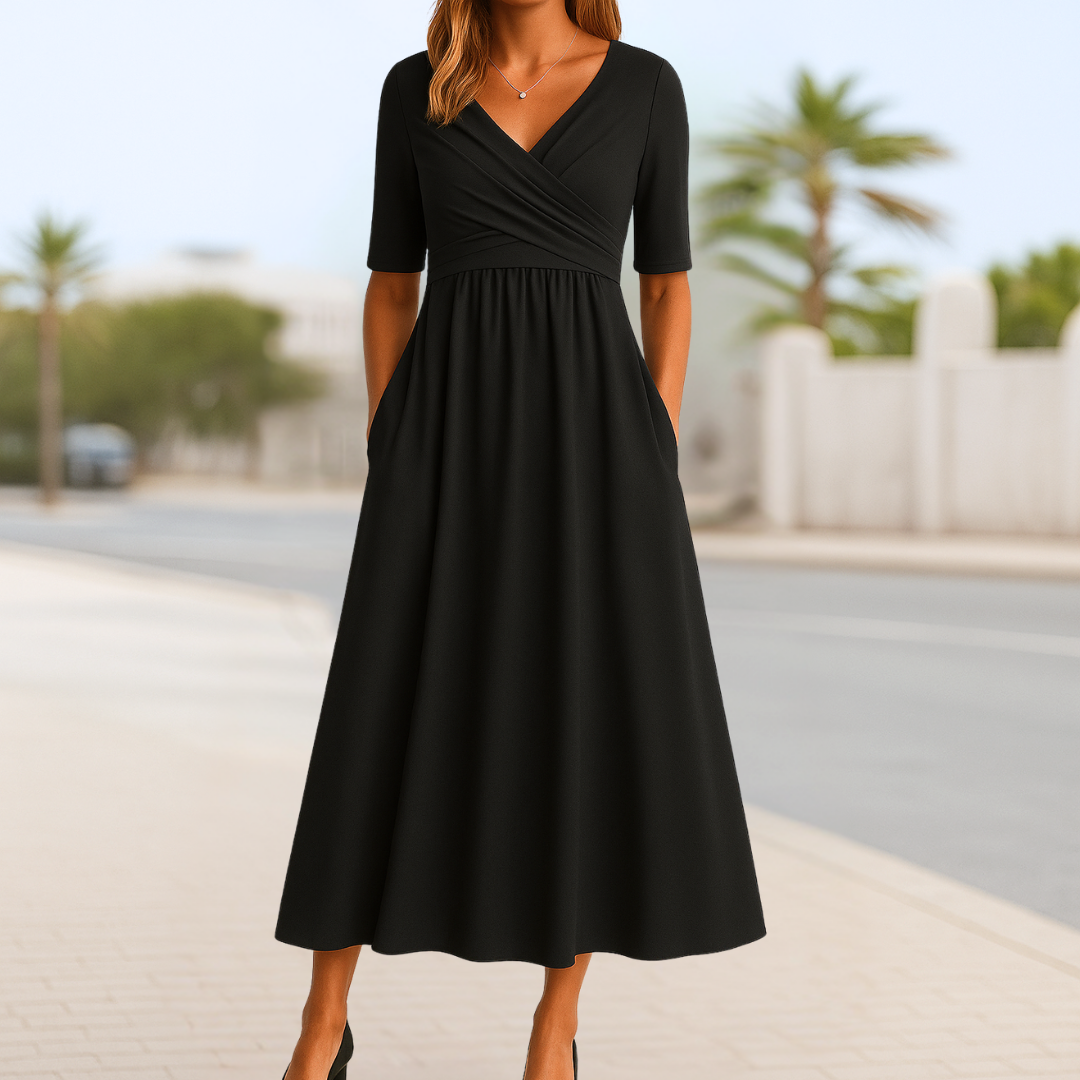 Elegantes Kurzarmkleid mit Wickelausschnitt
