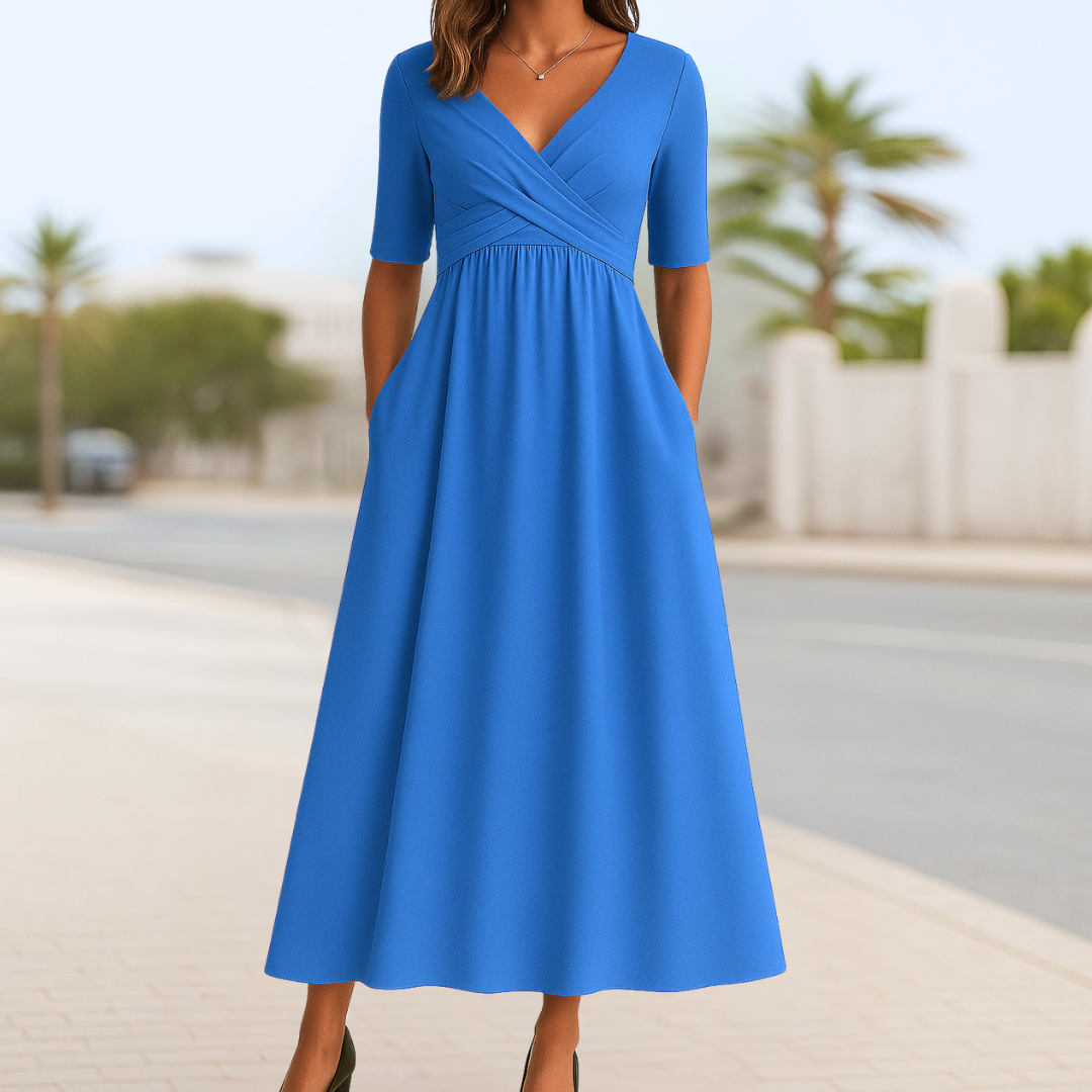 Elegantes Kurzarmkleid mit Wickelausschnitt