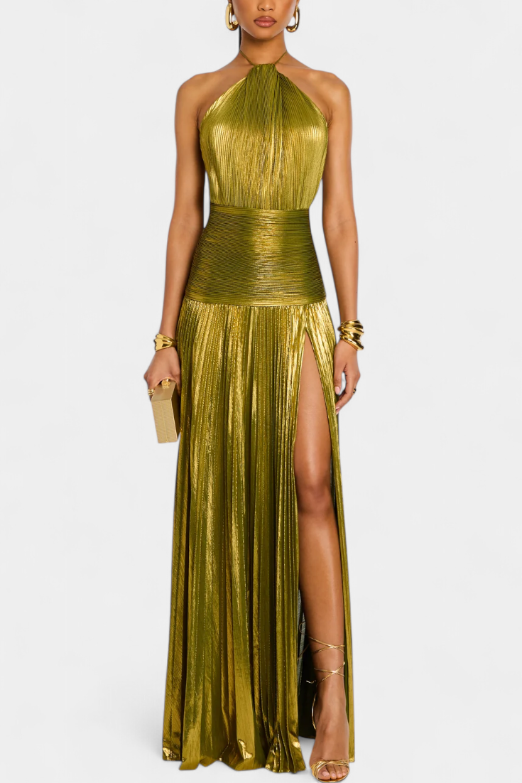 Lorette | Metallkleid mit Rückenausschnitt