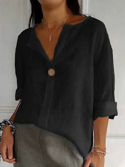 Freya | Lässige Bluse mit V-Ausschnitt für einen entspannten Look