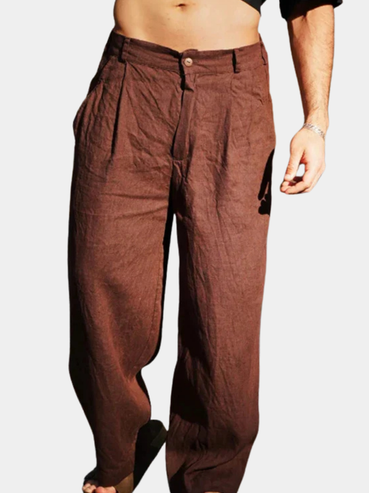 DARIO | LEINENHOSE MIT WEITEM BEIN