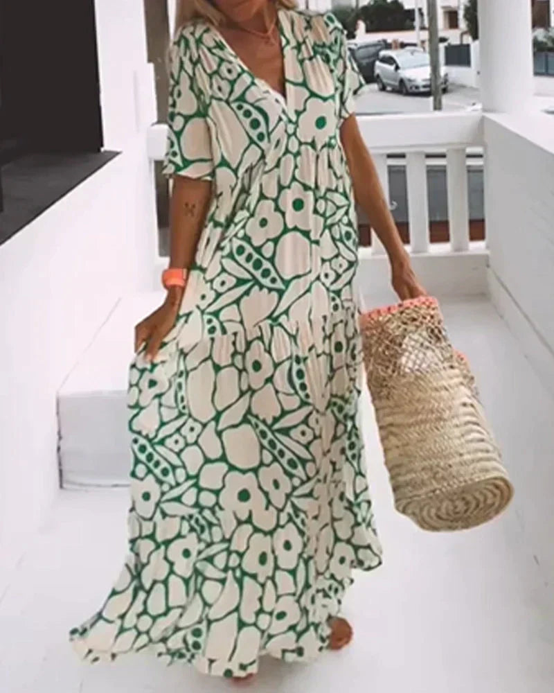 Leichte Lange Kleid mit Eleganten Mustern