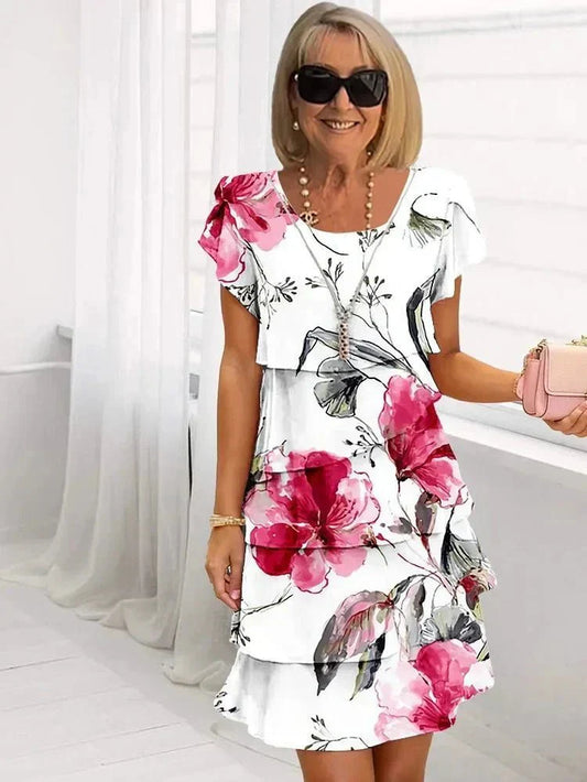 Jenna | Fliessendes Blumenkleid mit Stufen