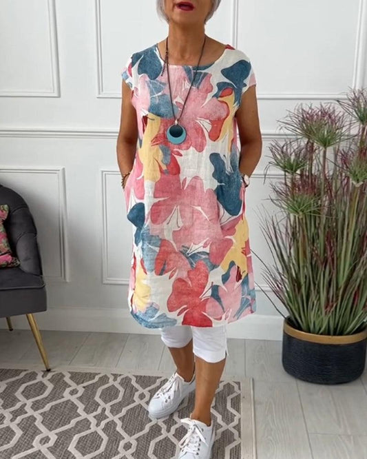 Maxi-Ärmelloses Kleid mit Eleganter Schlitze