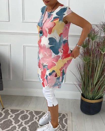 Maxi-Ärmelloses Kleid mit Eleganter Schlitze