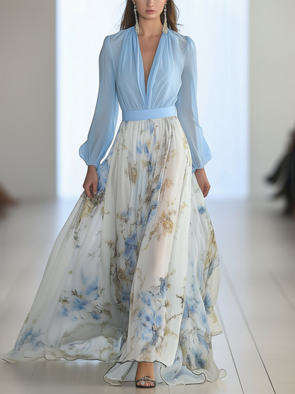 Dolores - Lange Robe mit Floral-Muster