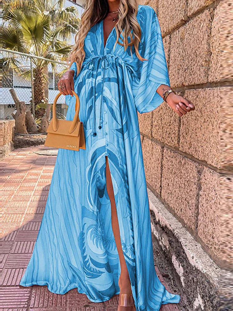 Kiara - Elegnat bedrucktes Beach Cover Up Kleid