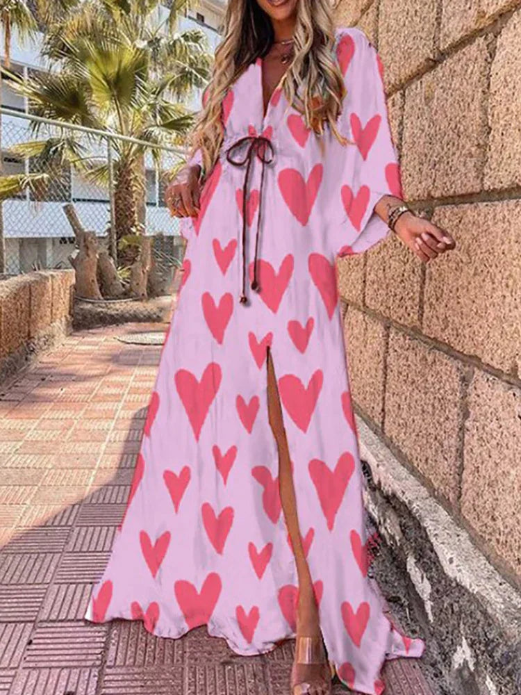 Kiara - Elegnat bedrucktes Beach Cover Up Kleid