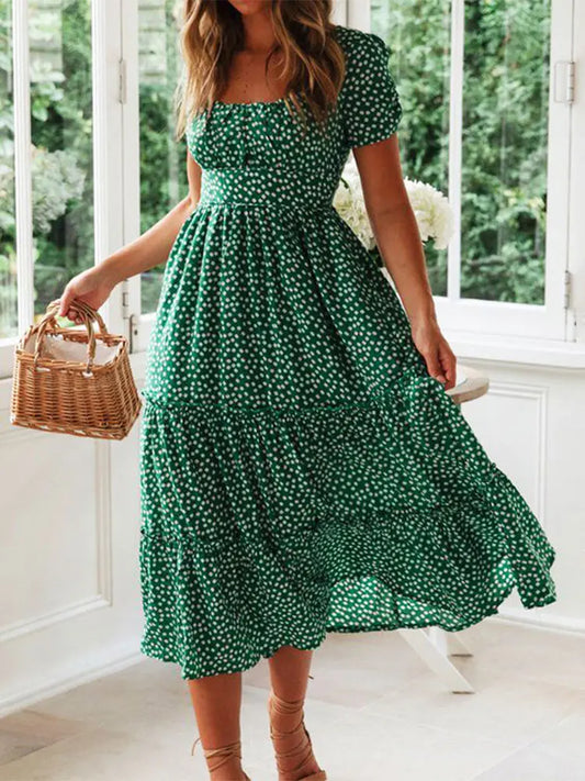Romantisches Punkte-Emarald-Kleid
