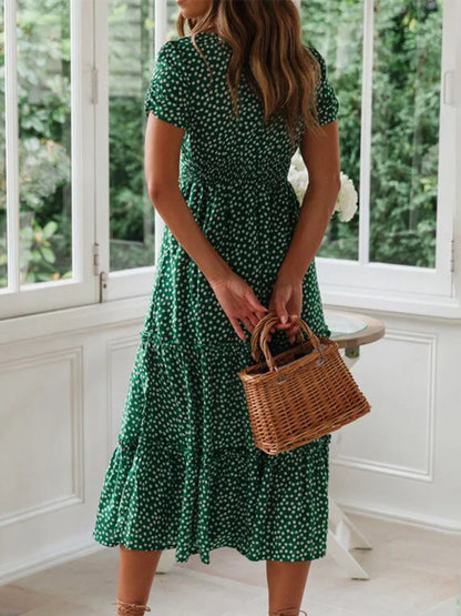 Romantisches Punkte-Emarald-Kleid