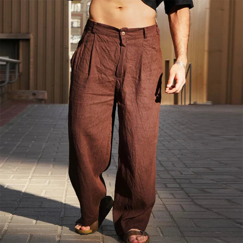 DARIO | LEINENHOSE MIT WEITEM BEIN