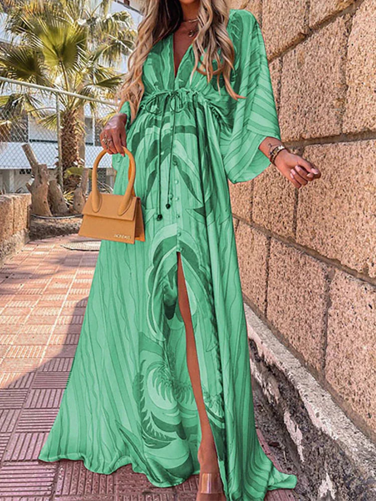 Kiara - Elegnat bedrucktes Beach Cover Up Kleid