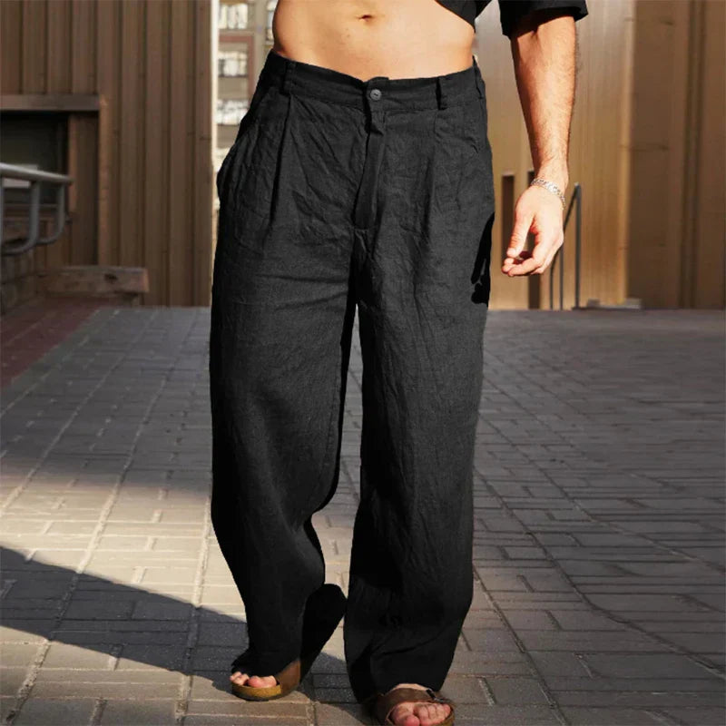 DARIO | LEINENHOSE MIT WEITEM BEIN