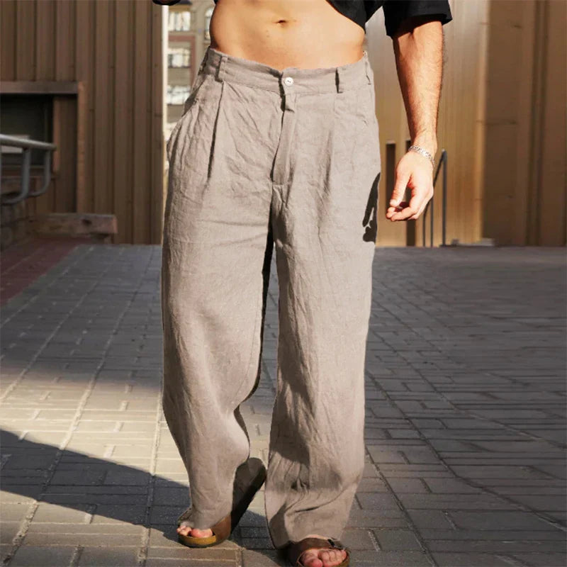 DARIO | LEINENHOSE MIT WEITEM BEIN