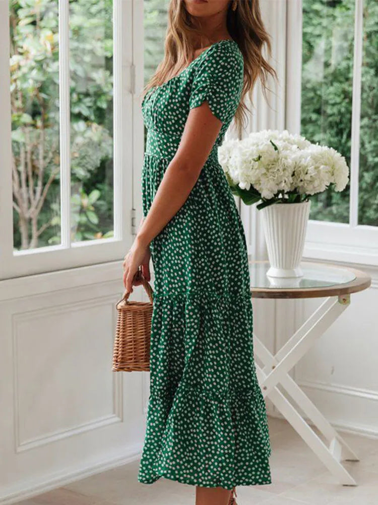 Romantisches Punkte-Emarald-Kleid