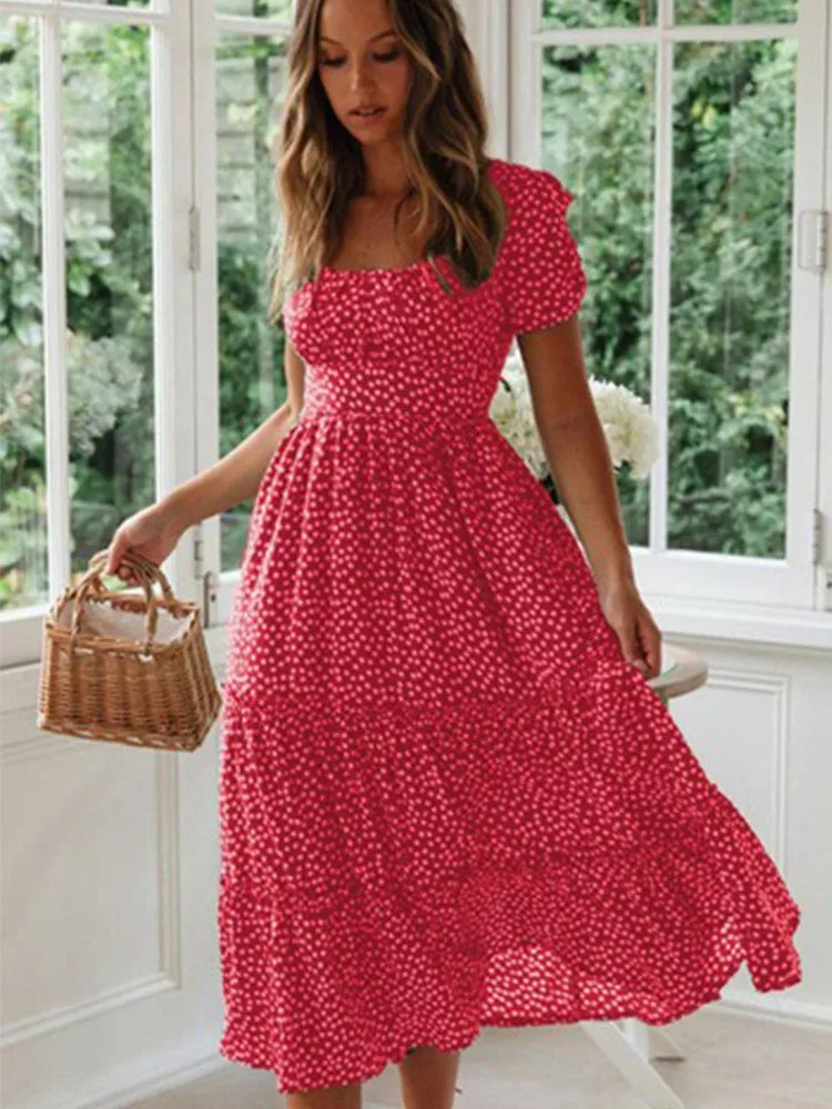 Romantisches Punkte-Emarald-Kleid