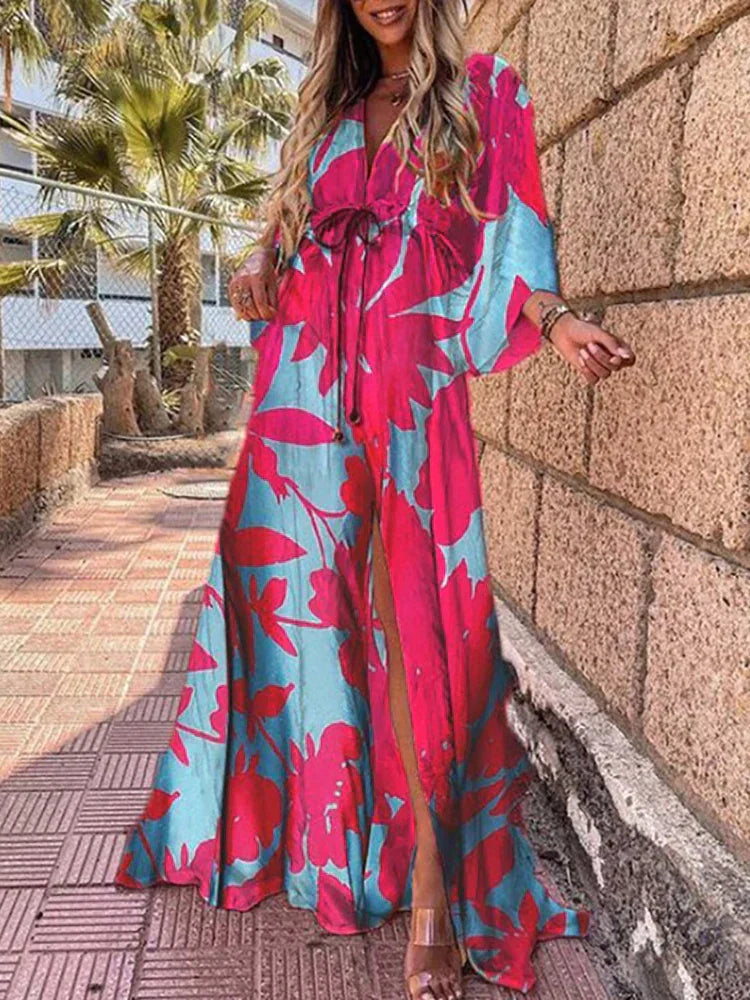 Kiara - Elegnat bedrucktes Beach Cover Up Kleid
