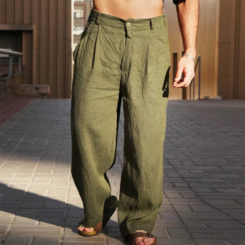DARIO | LEINENHOSE MIT WEITEM BEIN