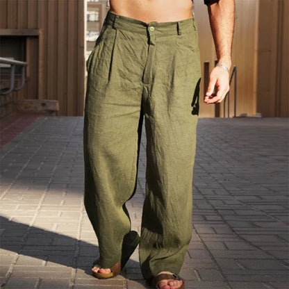 DARIO | LEINENHOSE MIT WEITEM BEIN