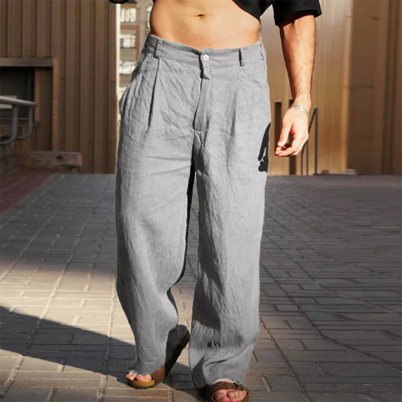 DARIO | LEINENHOSE MIT WEITEM BEIN