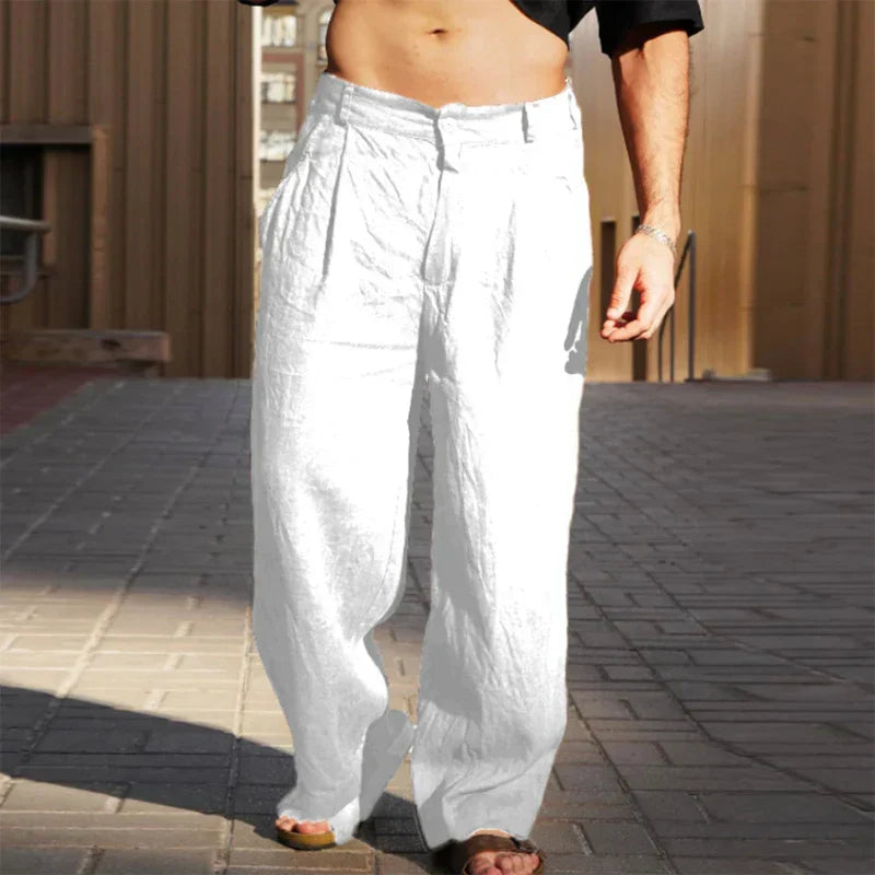 DARIO | LEINENHOSE MIT WEITEM BEIN