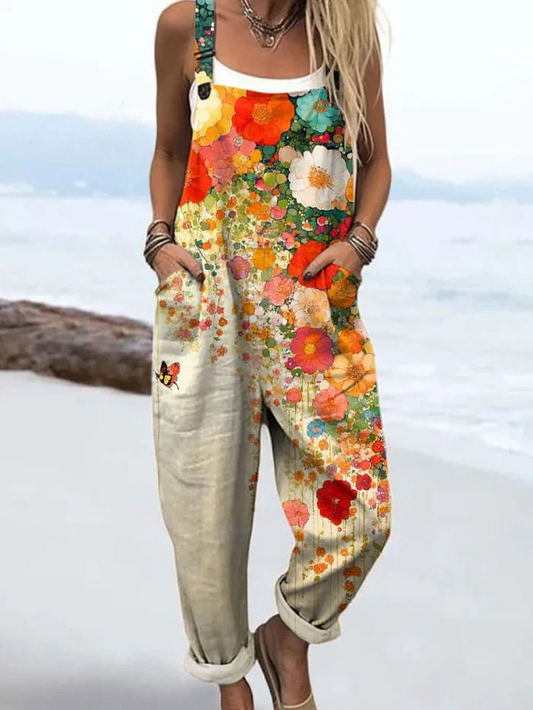Vintage Floral Jumpsuit Damen