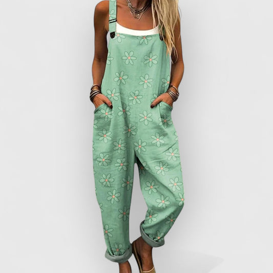 Blythe | Damen Vintage Floral Weitbeiniger Jumpsuit