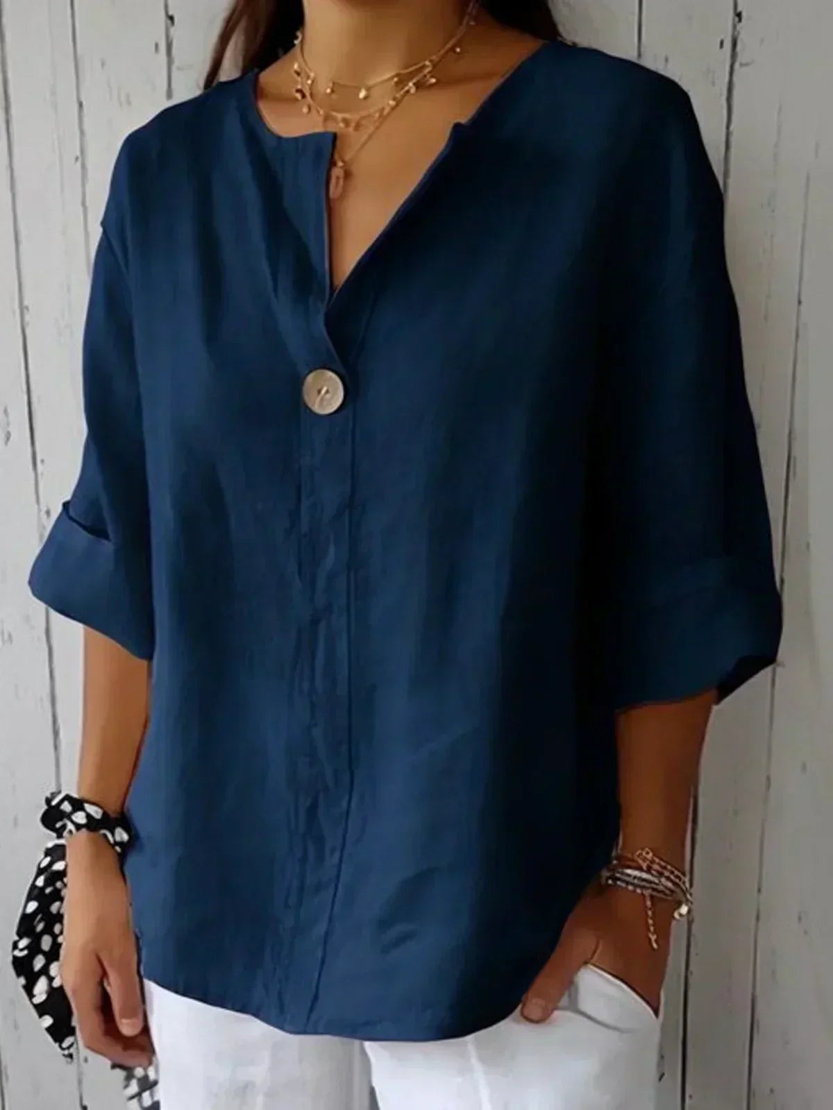 Freya | Lässige Bluse mit V-Ausschnitt für einen entspannten Look