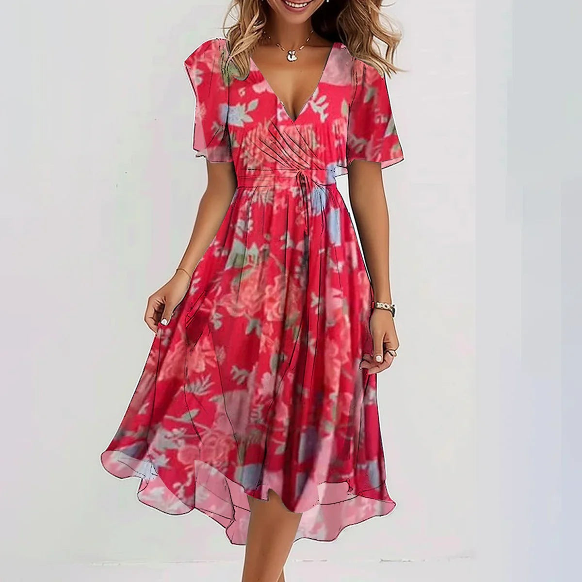 Lina™ | Elegantes Kurzarmkleid