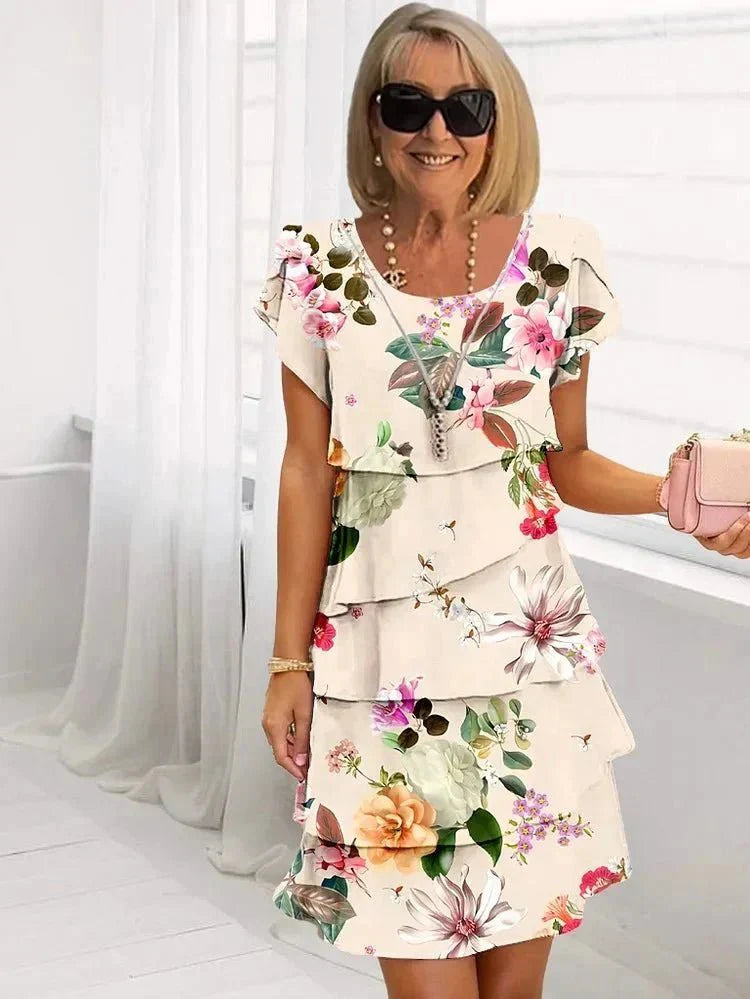 Jenna | Fliessendes Blumenkleid mit Stufen