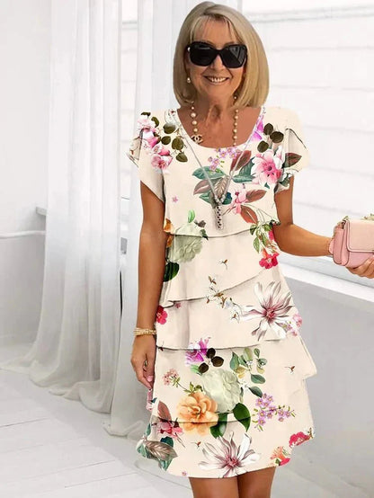 Jenna | Fliessendes Blumenkleid mit Stufen