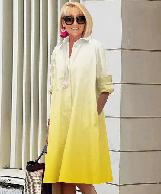 Nori | Elegantes Farbverlauf-Hemdblusenkleid