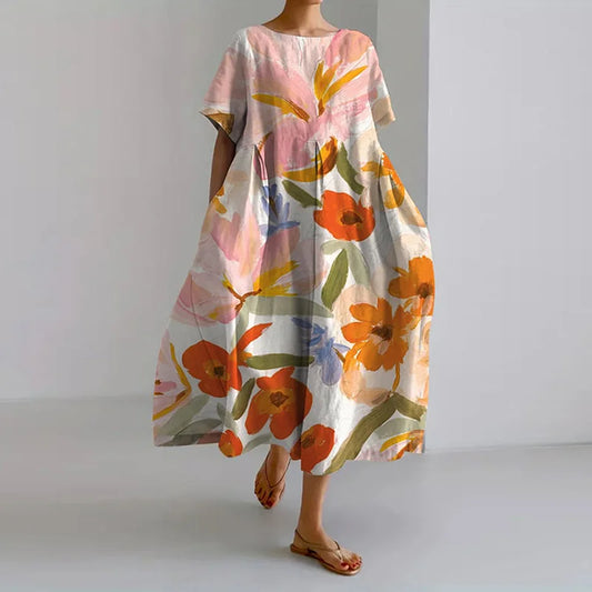 Elegantes Blumenmusterkleid mit V-Ausschnitt