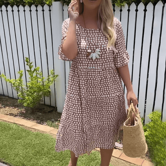 Elegantes Midi-Kleid mit kurzen Ärmeln